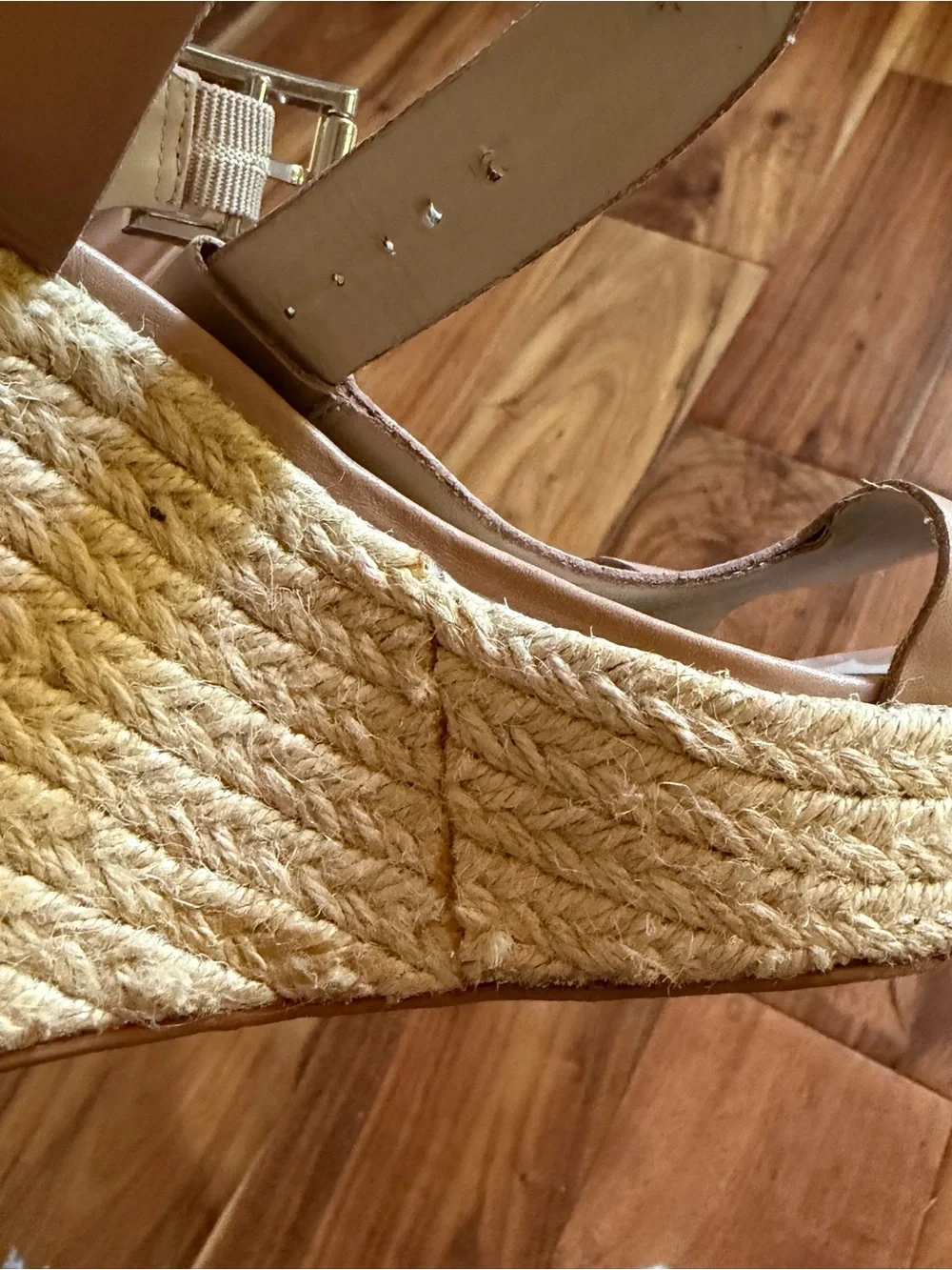 Vince Camuto Tan Leather Espadrille Wedge Sandals